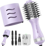 Blow Dryer Brush, Hair Dryer Brush in One, 600W Oval Hot Air Volumizer & Straightener, Anti-Frizz Blowout Styling Brush, Dual Voltage 110–240V Travel (2 Inch) Purple