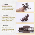 Brown Hair Clips for Women - 8 Pack 4.3 Inch Large Matte Banana Claw Clips for Women Thin Thick Curly Hair, Big Strong Hold jaw