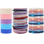 Hair Ties for girls 3 popular styles hair accessories Hair Elastics (15pcs No Damage Hair Ties 50pcs High Elastic Ties 15pcs Ponytail Holders) Pain-free No Crease multiple colors for all hair types