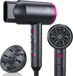 Ionic Hair Dryer with Diffuser, Powerful 1800W Blow Dryer for Women & Men, Fast-Drying Hair Dryer with Nozzle for Home, Salon, Travel