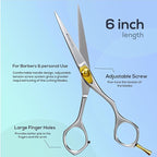 Suvorna 6" Hair Cutting Scissors for Professionals, Barbers & Hairdressers – Sharp Hair Shears for Cutting, Trimming, Grooming – Hair Scissors Professional for Men, Women, Adults
