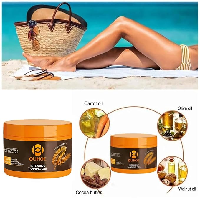 Brown Tanning Gel Tanning Cream,Tanning Accelerator Cream, Soft Brown Intensive Tanning Luxe Gel, Tanning Cream for Sunbeds & Outdoor Sun 150g*1PCS