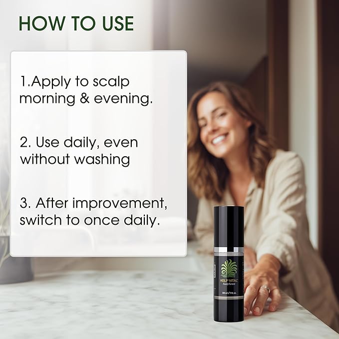 Kelp Vital Scalp Serum for Thinning Hair, Daily Plant-Based Scalp Care with Gagome & Rishiri Kelp, Unscented, Alcohol-Free, Non-Greasy, for Women & Men, 30 mL Airless Pump