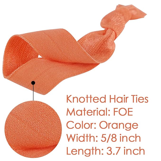 MEEDEE 100 Pack Orange Hair Ties For Women No Crease Soft Elastic Ribbon No Damage Orange Hair Ties Knotted Ouchless Hair Ribbon Yoga Hair Ribbons Elastic Bracelets