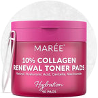 MAREE Collagen Acne Clearing Polishes - Toner Pads with Retinol - Minimizing Wrinkle Zero Pore Pads - Hydrating Toning Collagen Pad with Retinol & Centella Device - Anti Aging Brightening Wipes