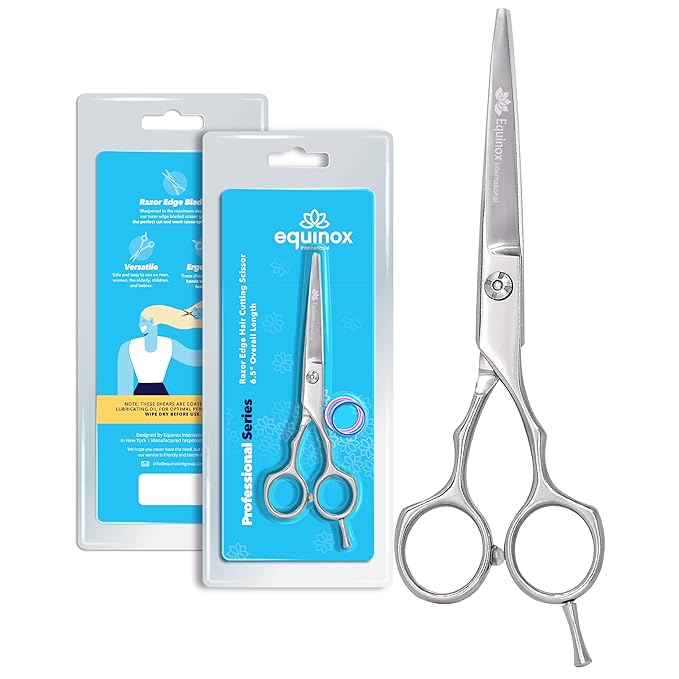 Equinox Barber & Salon Styling Series, Barber Hair Cutting Scissors/Shears, 6.0" Overall Length