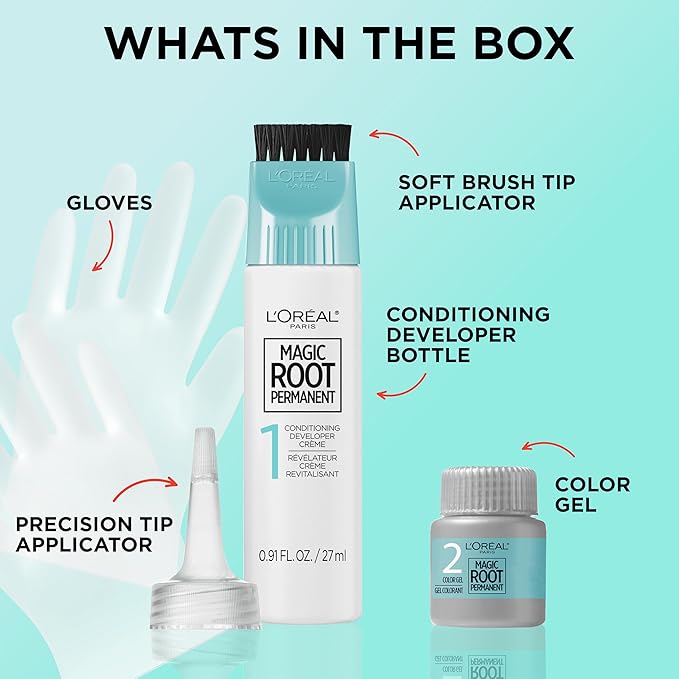 L’Oreal Paris Magic Root Rescue 10 Minute Root Hair Coloring Kit, Permanent Hair Color with Quick Precision Applicator, 100 percent Gray Coverage, 7 Dark Blonde, 1 kit (Packaging May Vary)