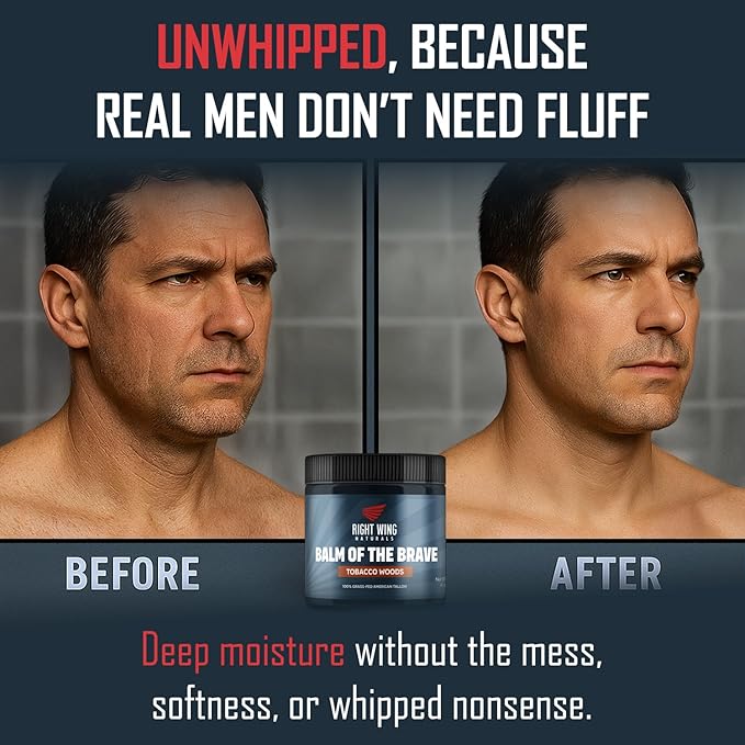 Right Wing Naturals Handmade Grass-Fed Beef Tallow for Skin - Moisturizing Beef Tallow Balm - Face & Body Butter for Soft, Smooth Skin (4oz, Bare Naked Unscented)