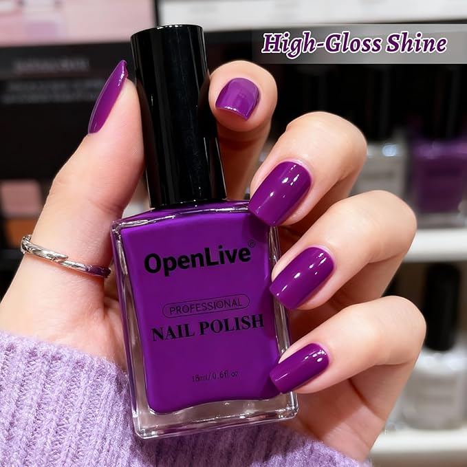18ml Purple Nail Polish Large Volume Quick Drying Nail Polish, Fast Drying and Long Lasting Color Nail Art DIY Home Manicure Gift for Women