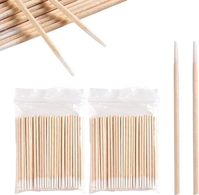200Pcs Pointed Cotton Swabs 2.67 Inch Microblading Precision Tip Cotton Swab Wooden Long Cotton Sticks Applicator Makeup Gun Cleaning Eyebrow Tattoo Permanent Supplies