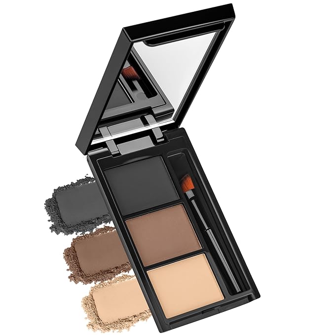 Eyebrow Powder，Eyebrow Kit Makeup Palette，3 Colors Eye Brow Powder With Mirror&Brow Brush for Women，LongLasting，Waterproof，Fill & Sculpt，Defined Natural Brows，Friendly Compact，Grey Brown Beige 03
