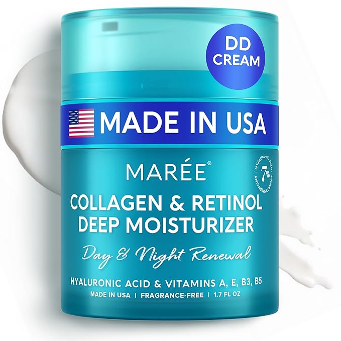 MAREE Face Moisturizer Retinol DD Cream for Face - Daily Wrinkle Cream for Women - Anti Aging Face Cream - Facial Moisturizer with Collagen - Crema Hidratante Para la Cara for Skin Tightening