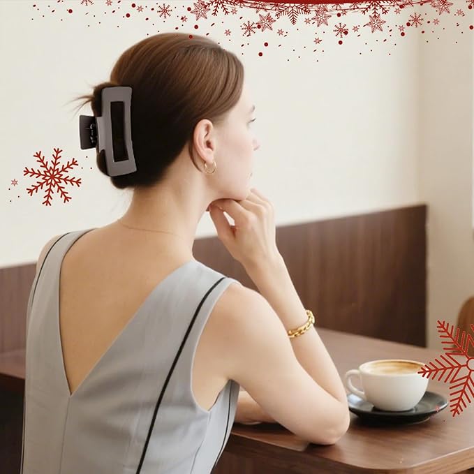 TOCESS 8 Pack Big Hair Claw Clips for Women Large Claw Clip for Thin Thick Curly Hair 90's Strong Hold 4.33 Inch Nonslip Neutral Matte Hair Clips