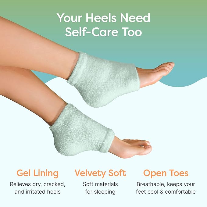 ZenToes Moisturizing Socks for Cracked Heel Treatment, Vitamin E, Olive Oil and Jojoba Oil Heel Socks, Stocking Stuffers for Women, Spa Self Care Gifts for Women (Fuzzy Mint Green, Regular)