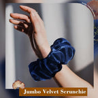 CEELGON Navy Blue Big Velvet Scrunchie 6.5 Inches Jumbo Scrunchies Hair Ties Oversized Ponytail Holder for Thick Curly Hair Extra Large Hair Accessories for Women (Navy Blue)