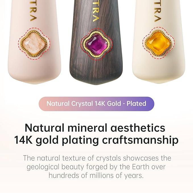 Simetra Detangler Hair Brush for Woman and Men, Original Detangling Brush for Curly Hair/Fine &Thick/Wet & Dry Hair, Holiday Present Hairbrush - Natural Crystal Inlay & 14K Gold Plating