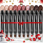 Red Eyeshadow Stick Makeup Set 10PCS, Neutral Shimmer And Matte Cream Eye Shadow Palette, Metallic Bronze Smoky Eyeliner Brightener Crayon Pencil Kit, Ideal Gift for Women -Cashmere Blush