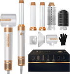 7 in ONE Hair Dryer Brush, Powerful Blow Dryer Brush with Air Curler for Hair, Brush Blow Dryer with Diffuser, Ionic Hot Air Brush Fast Dry, Volumize, Curls, Straight, Hair Styling Tools 100-120V