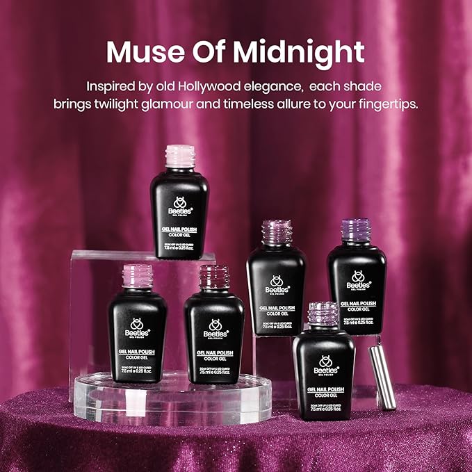 beetles Gel Polish Purple Gel Nail Polish Set - Muse Of Midnight Winter Deep Dark Light Purple Glitter Cat Eye UV Led Needed Soak Off DIY Salon Home Nail Art Gifts for Women