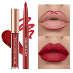 BestLand 6Pcs Matte Liquid Lipstick + Lip Liner Pens Set, One Step Lips Makeup Kits Pigment Velvety Nude Lip Stain Waterproof Long Wear Lip Gloss Make up Gift Set (Chic Shades Lip Set)