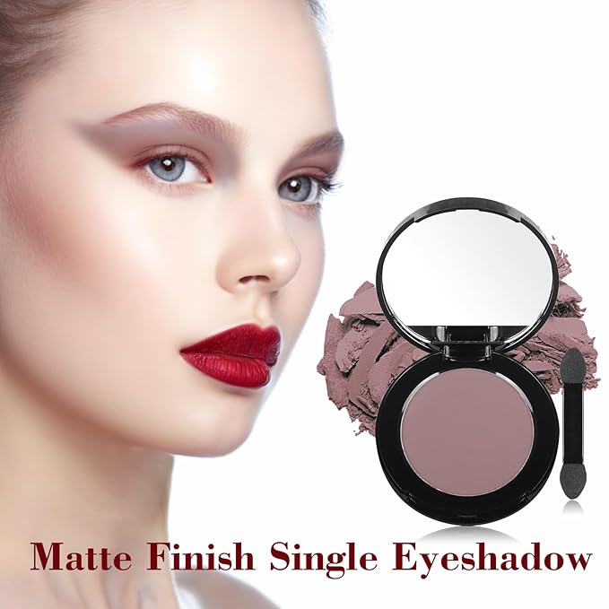 MEICOLY Matte Mauve Eyeshadow with Mirror,Nude Brown Taupe Eye Shadow Palette for Older Women and Girls,Pressed Powder Single Eyeshadow,Eye Makeup Eyelid Color,High Pigment,sombras para ojos