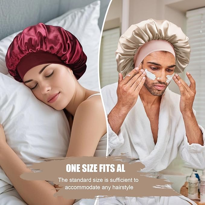 Satin Silk Bonnet for Sleeping, Soft Satin Lined Hair Bonnet for Women, Double Layer Sleep Nightcap