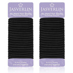 Black Thick Hair Ties - 5mm Thickness Elastics Ponytail Holders for Women Girls Curly Texture Rubber Bands Durable Stretchy Nylon Hairties for Braids 48 Count