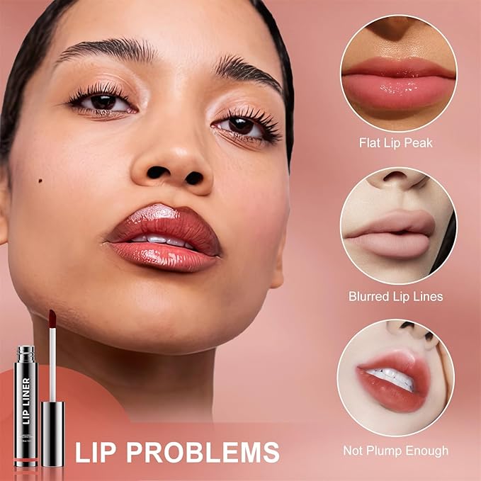 OETUIOW Lip Stain Peel Off, Lip Liner Moisturizing Long-Lasting & Waterproof, Transfer Proof & Plumping, Non-Stick Cup, Rose Color