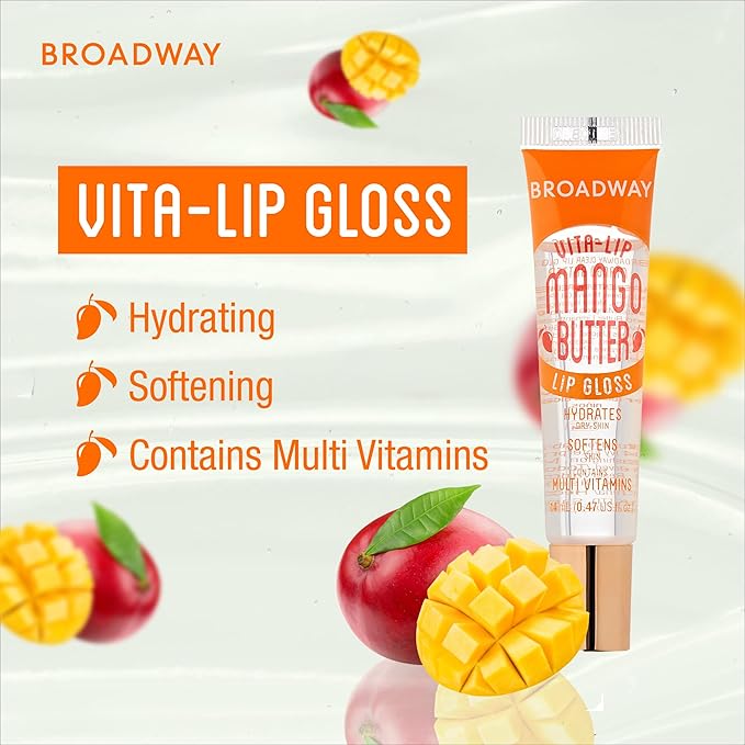 Ruby Kisses Broadway Vita-Lip Clear Lip Gloss (10 Pack), Hydrating & Soothing Formula with Vitamin, High-Shine Non-Sticky Lip Balm with Mint, Rosehip, Coconut, Mango, Argan, Honey, Shea, Cherry, Peach