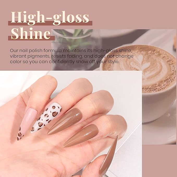 Beetles Winter Gel Polish Colors Brown Beige Mauve Pink Nude White Neutral 6 Colors Gel Nail Polish Set for Nail Art Manicure Soak Off Uv LED Nail Lamp Needed Gifts for Women Coffee Time