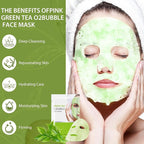10 Sheets Face Masks Skincare O2 Bubble Green Tea Face Mask, Cleaner Bubble Sheet Masks Foaming Purifying Facial Mask for Pores, Moisturizing Spa Face Masks Skin Care For All Skin Type
