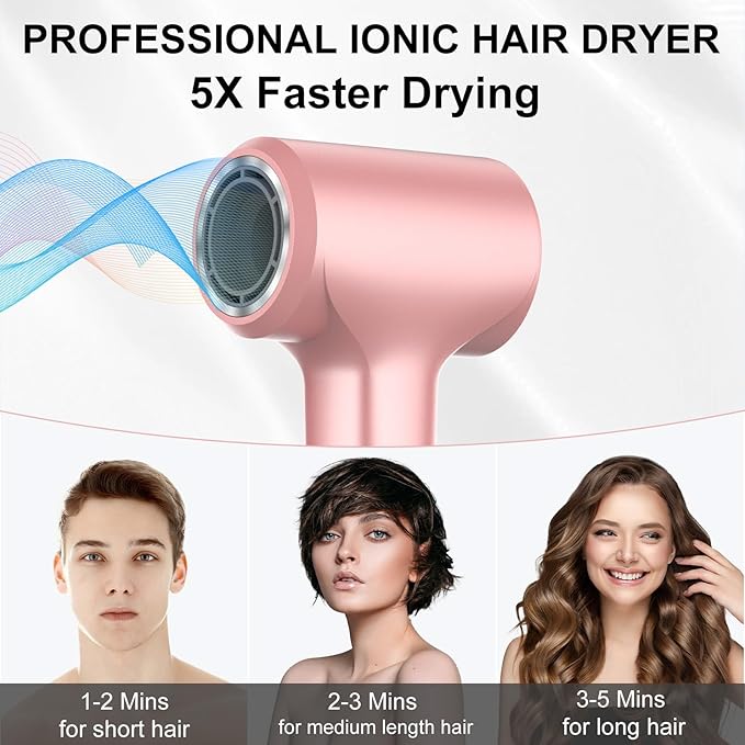 ZPP Hair Dryer, Ionic Blow Dryer, 110000 RPM High Speed Motor for Fast Drying Low Noise Thermo-Control Hairdryer for Travel Women Men
