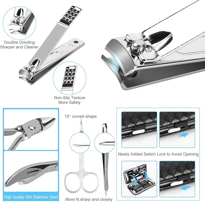 Manicure Kit, OKOM Manicure Set, Mens Grooming Kit, Nail Care Set, Manicure Kit for Men and Women,Nail Kit,Grooming Kit, Nail Clipper Set, Christmas Gifts,Stocking Stuffers for Teen Boys,Gifts for Men