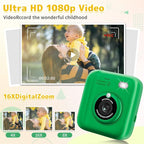 Instant Print Camera for Kids, Christmas Birthday Gifts for Girls Boys, 1080P Instant Digital Print Cameras for Toddler,Portable Toy for 4 5 6 7 8 9 10 Year Old Girl with 32GB SD Card，Green