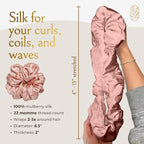 Silk Scrunchies for Women Ponytail Holders – Oversized Mulberry Silk Scrunchies – Extra Large No Damage Hair Ties for Curly, Thick, and Thin - Hair Accessories for Women – Blush Pink, XL By Curlfriend