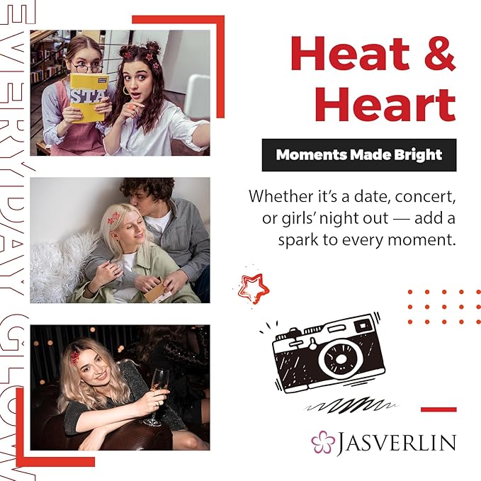 36 Pcs Red Star Hair Clips Accessories for Women Girls, Y2k Kawaii Thin Thick Cute Colorful Metal Snap Barrettes for Rave Glitter Hairclips Mixed Sizes