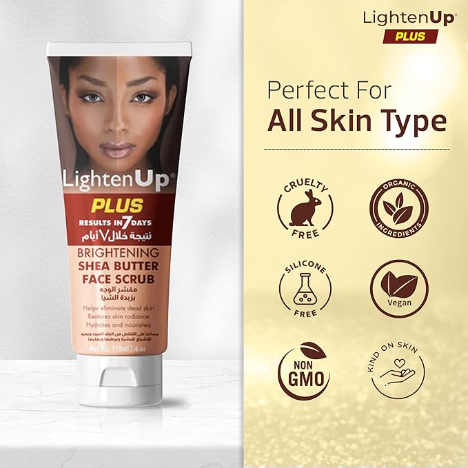 Omic LightenUp Lighten-Up Brightening Face Wash - 4 fl oz / 118 ml - Face Scrub Exfoliator, Natural Shower Gel, with Coconut Oil, Papaya, Shea Butter for All Skin Types