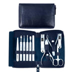 Manicure Kit, FAMILIFE Professional Manicure Set Nail Kit, 11 in 1 Stainless Steel Nail Clippers Set for Men Pedicure Tool, Men Grooming Tool with Portable Blue Leather Travel Case Luxury Gifts