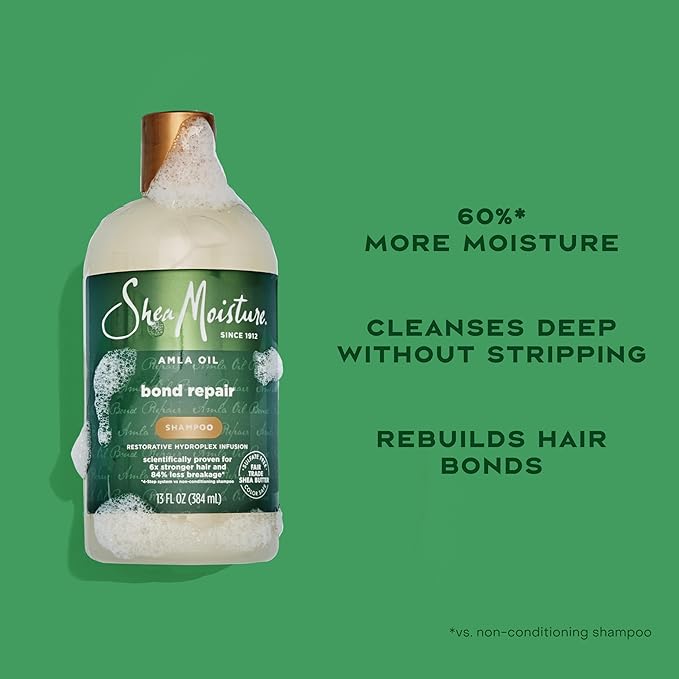 Shea Moisture Bond Repair Shampoo Amla Oil Deeply Cleanses And Removes Build Up To Repair Hair Bonds With Hydroplex Technology And Amla Oil With Restorative HydroPlex Infusion 13 Fl Oz