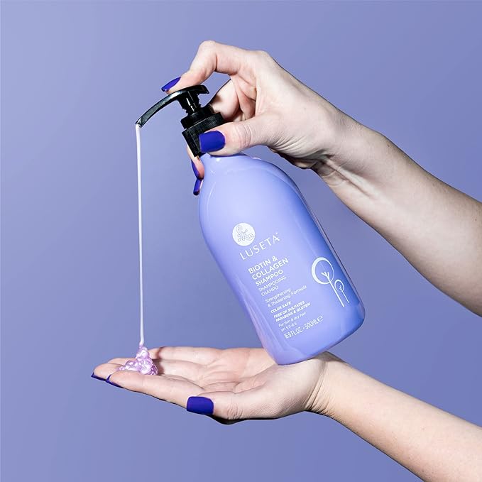 Luseta Biotin and Collagen Hair Growth Shampoo - 16.9oz, Hair Loss & Thickening Shampoo for Men & Women, Vitamin B7 & Argan Oil, Sulfate & Paraben Free