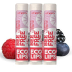 Eco Lips Vegan Superfruit Bee Free Lip Balm Includes Candelilla Wax, Organic Cocoa Butter and Coconut Oil. 100% Plastic-Free Plant Pod Packaging. 3-Pack