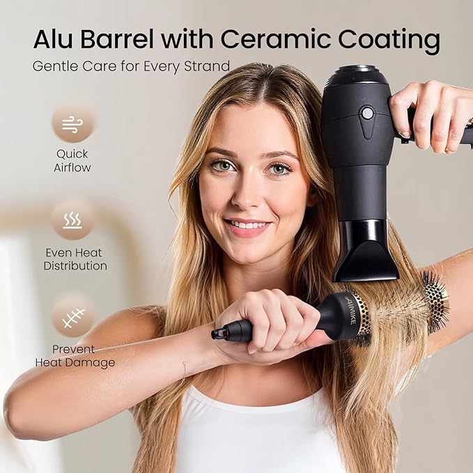 AIMIKE Round Brush for Blow Out, Medium Round Hair Brush with Nano Thermal Ceramic Tech, Quick Blow Drying & Styling, Volumizing Blowout Brushes for Women Medium Hair, 1.7 in Barrel (Not-electric)