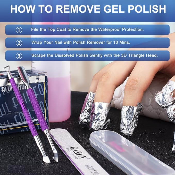 2PCS Metal Deep Purple Cuticle Pusher and Cutter Remover Salon Quality Stainless Steel Gel Nail Polish Peeler Scraper Durable Manicure and Pedicure Cleaner Tool For Fingernail and Toenail