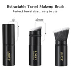 LORYP Retractable Makeup Brush Black Kabuki Foundation Brush for liquid Cream and Powder Makeup 2 Pack Travel Makeup Brush Set