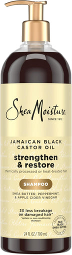 SheaMoisture Strengthen and Restore Shampoo Jamaican Black Castor Oil for Damaged Hair Sulfate-Free 24 oz