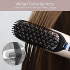 Tome Steam Hair Straightener Brush, 3-in-1 Ionic Straightening Comb with 2 Steam Levels, 3 Heat Settings (356°F–428°F), Dual Voltage 110-240V, Anti-Scald Design for Frizzy & Curly Hair Color Pink