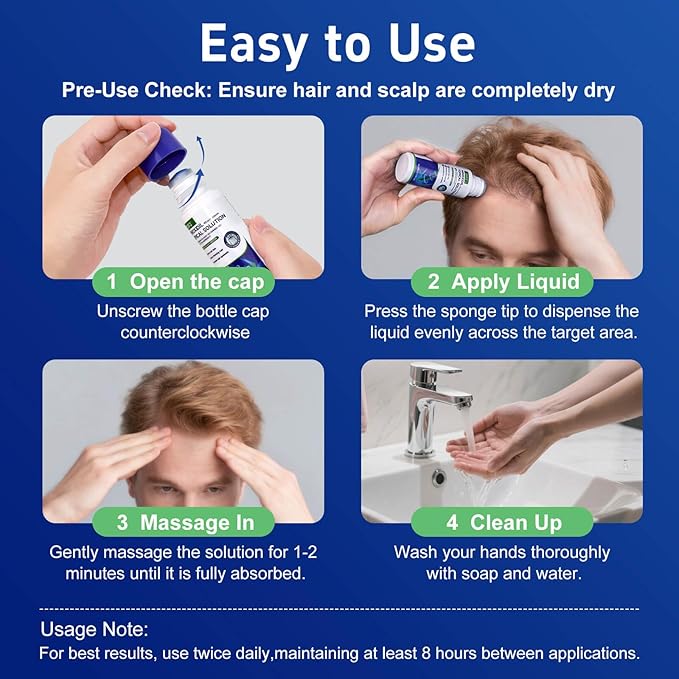 5% Minoxidil for Women& Men, Minoxidil Hair Growth Serum(Biotin-Infused) with Sponge Applicator for Thinning Hair& Receding Hairline, 8 Month Supply-6 x 2.71Fl oz