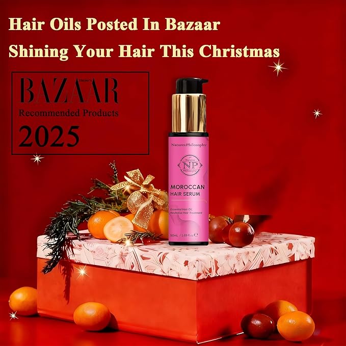 NP NATURES PHILOSOPHY Moroccan Argan Oil - Hair Serum Organic, Anti-Frizz, Repairs Damaged Hair, Adds Shine for All Hair Types Aussie Allergy-Free Moroccan Oil Hair Products 1.69 Fl oz