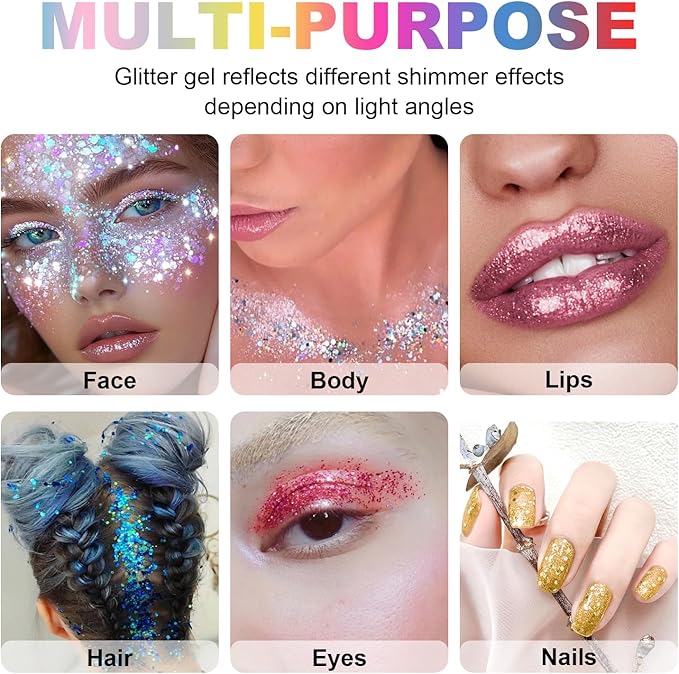 Blue Body Glitter Stick, Halloween Face Glitter Makeup,Holographic Hair Glitters Mermaid Makeup Rave Outfits for Women, Shimmer Face Paint Stick for Christmas (Blue)