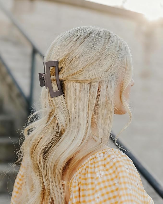 Mesovor 2 Styles Silicone Flexible Hair Claw Clips, 6 Pack Soft Bendable Hair Clips for Women | Rectangle Small Large Cozy Hairclips (Light Khaki, Dark Khaki, Coffee)